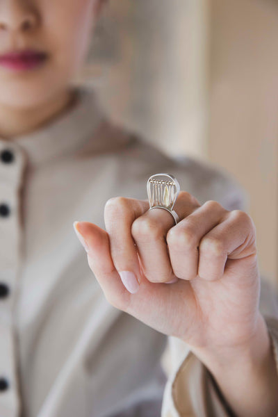 Silver Dangling Leaf Ring