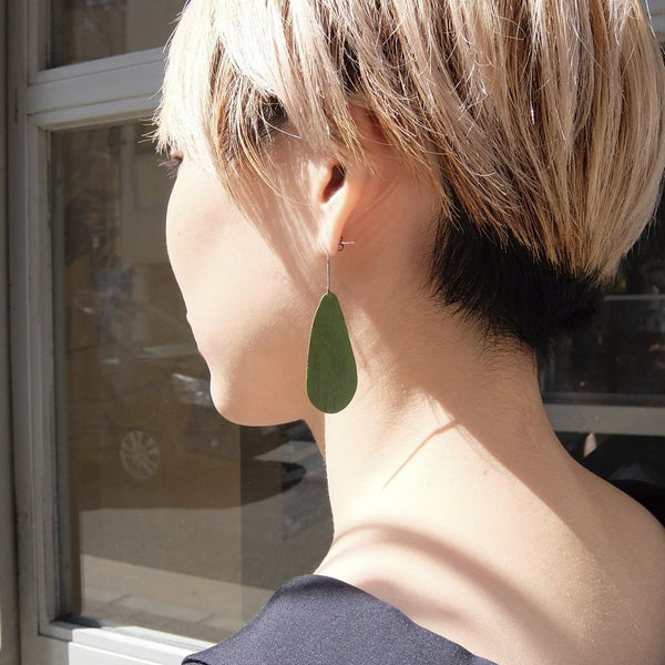 Green Oval Flat Earring