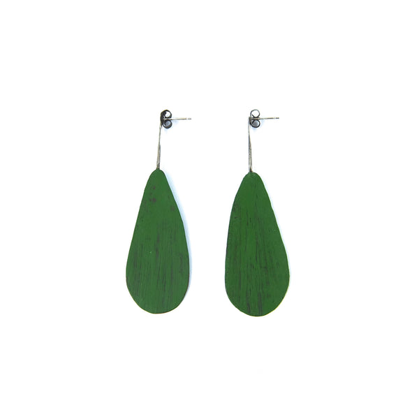 Green Oval Flat Earring