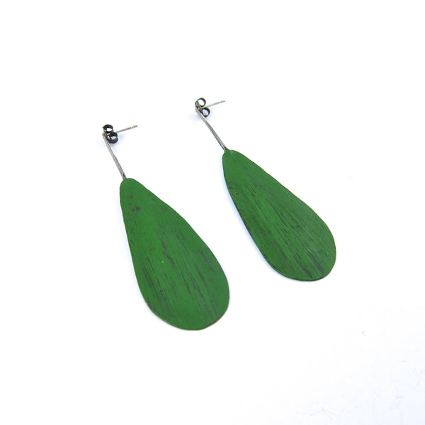 Green Oval Flat Earring